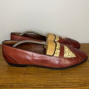 Vintage Stracam Mens Brown Leather Italian Slip On Loafers Dress Shoes Size 11
